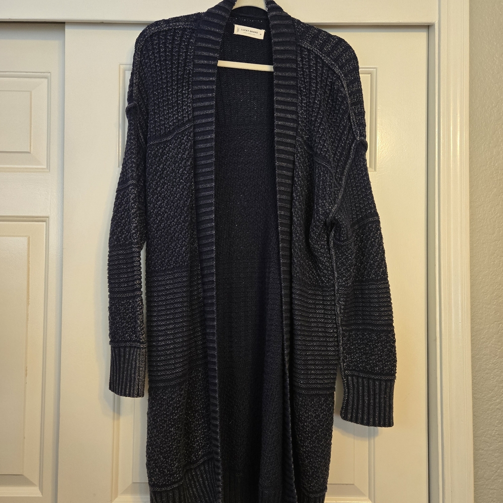 Lucky Brand Dark Blue Textured Cardigan